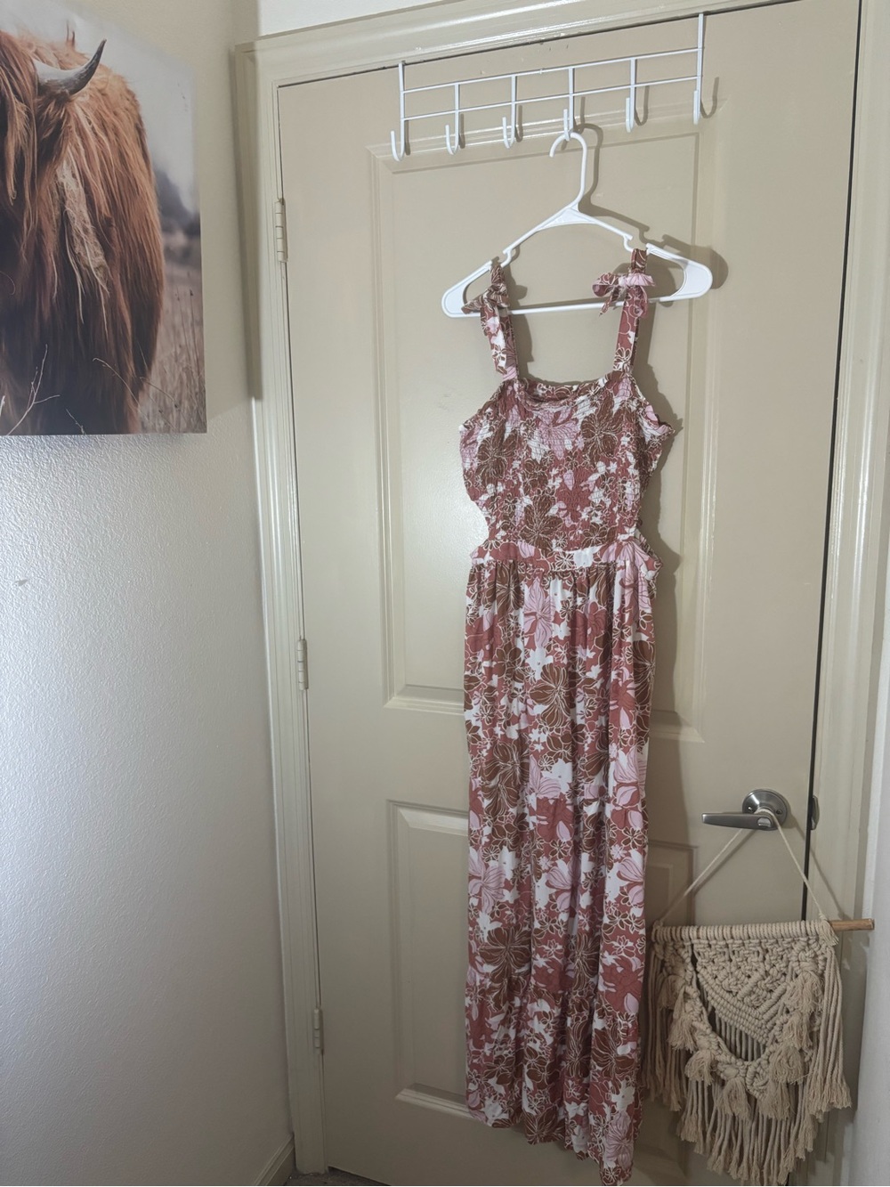 Cut-Away Floral Maxi Dress - Dusty Rose & Cream